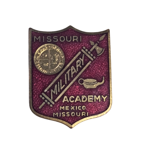 N.S. Meyer, Inc. Other - Vtg Missouri Military Academy Mexico Red Enamel Shield Sword Pin Badge DUI USA